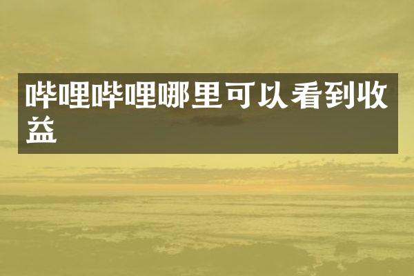 哔哩哔哩哪里可以看到收益