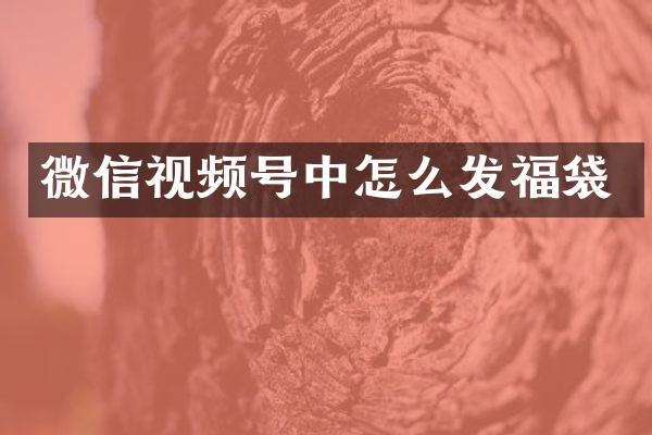 微信视频号中怎么发福袋