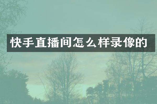 快手直播间怎么样录像的