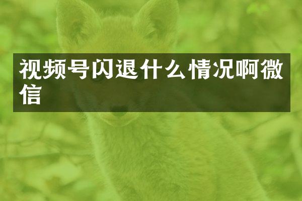 视频号闪退什么情况啊微信