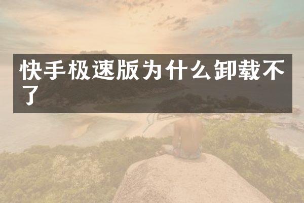 快手极速版为什么卸载不了