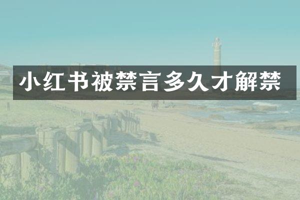 小红书被禁言多久才解禁
