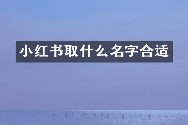 小红书取什么名字合适