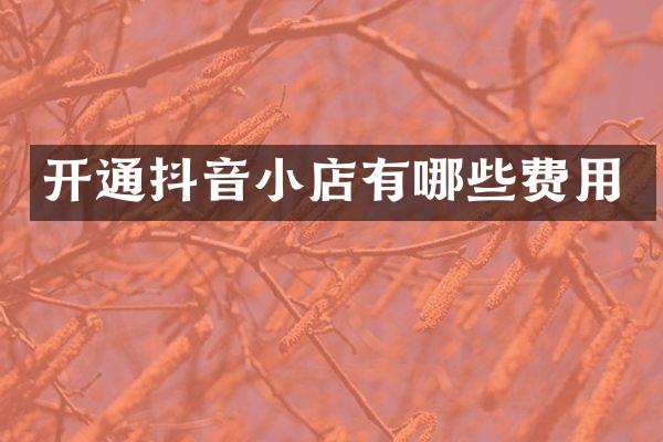 开通抖音小店有哪些费用