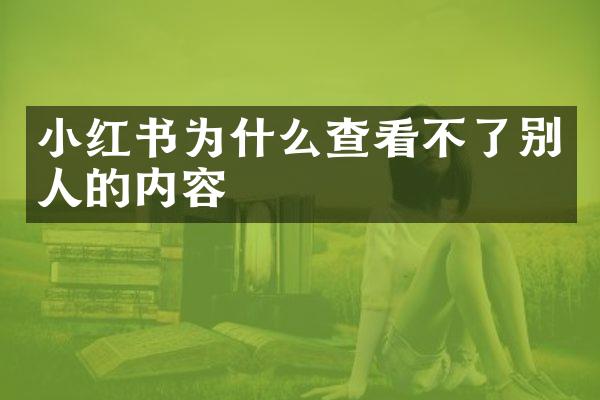 小红书为什么查看不了别人的内容