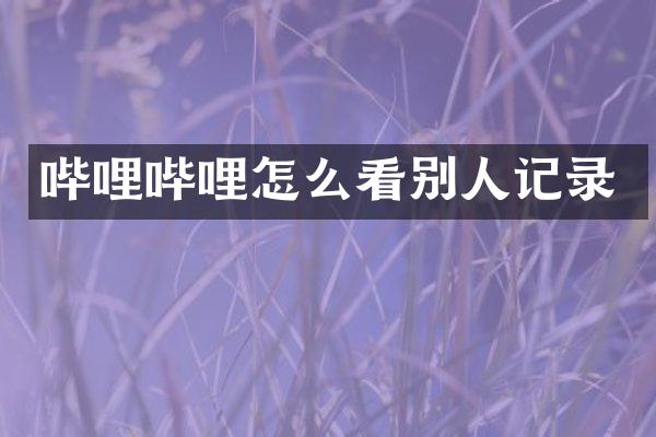 哔哩哔哩怎么看别人记录