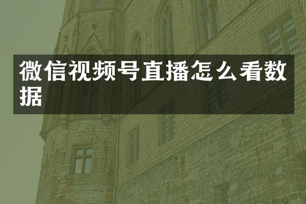 微信视频号直播怎么看数据