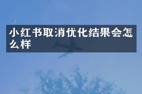 小红书取消优化结果会怎么样