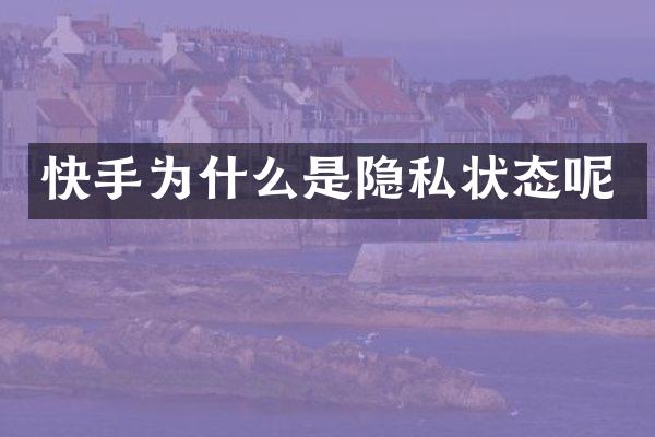 快手为什么是隐私状态呢