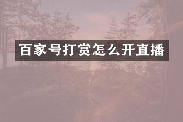 百家号打赏怎么开直播