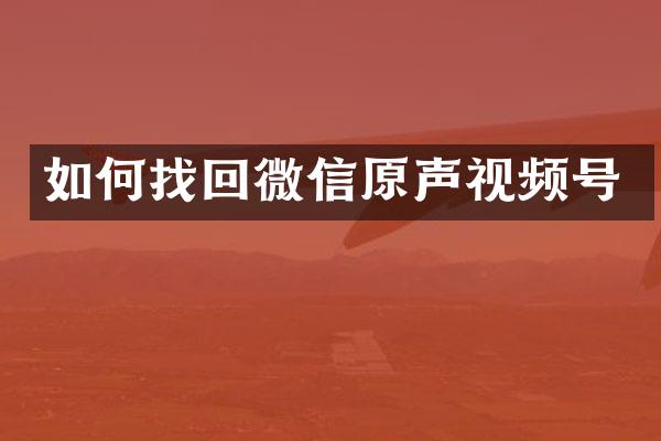 如何找回微信原声视频号