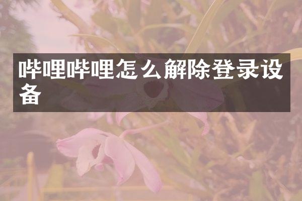 哔哩哔哩怎么解除登录设备