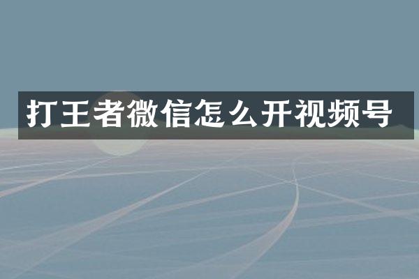 打王者微信怎么开视频号