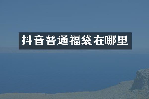 抖音普通福袋在哪里