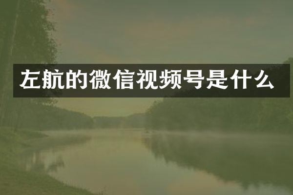 左航的微信视频号是什么