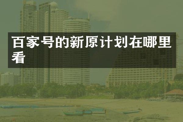 百家号的新原计划在哪里看