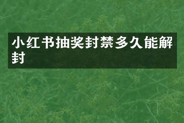 小红书抽奖封禁多久能解封