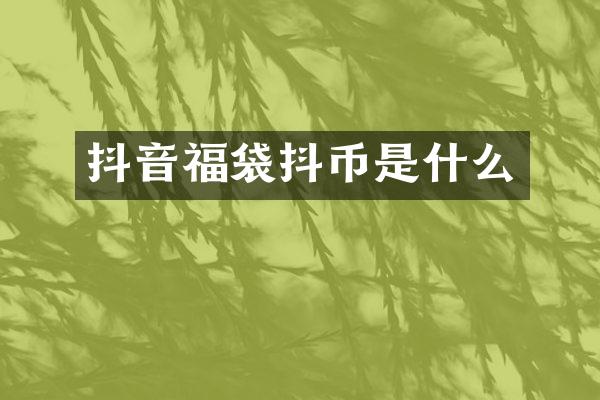 抖音福袋抖币是什么