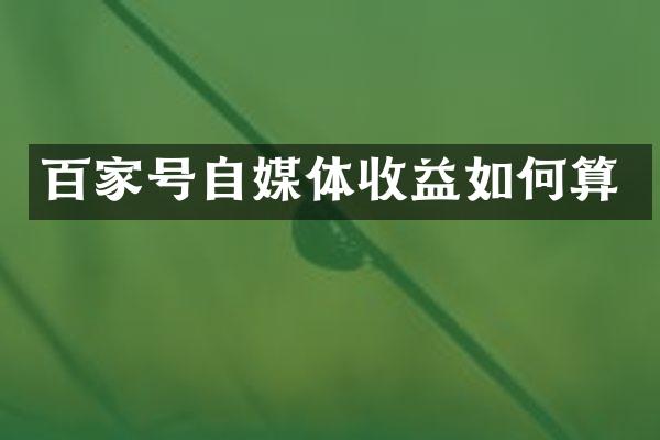 百家号自媒体收益如何算