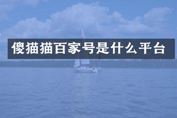 傻猫猫百家号是什么平台