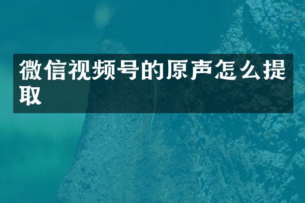 微信视频号的原声怎么提取