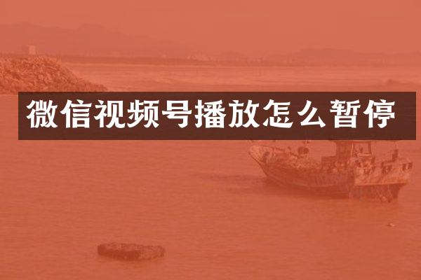 微信视频号播放怎么暂停