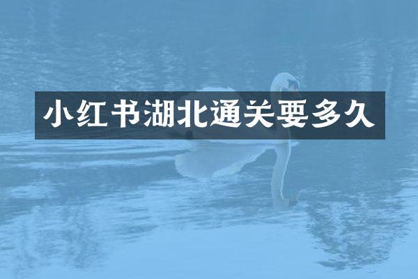 小红书湖北通关要多久