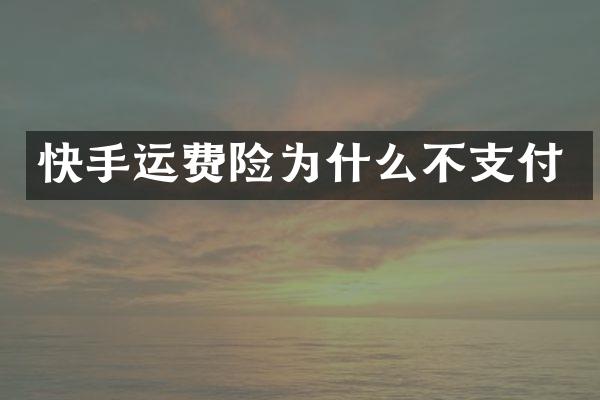 快手运费险为什么不支付
