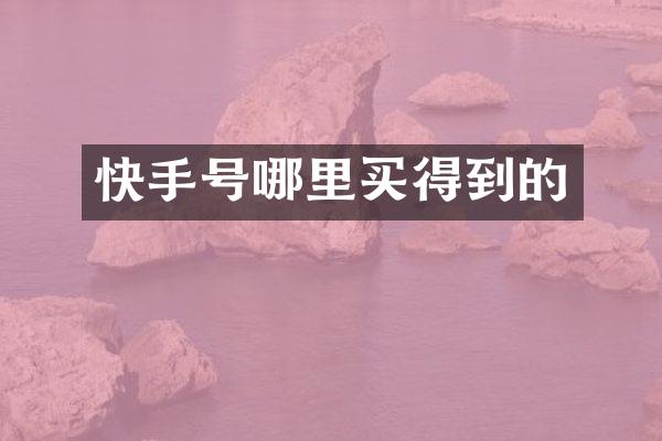 快手号哪里买得到的