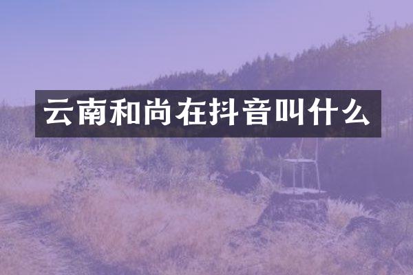 云南和尚在抖音叫什么