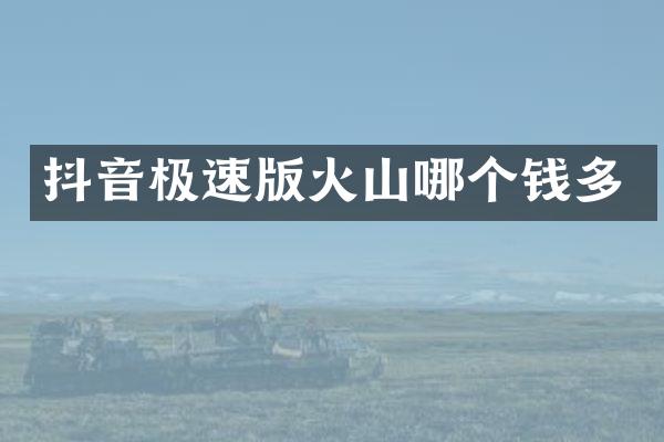 抖音极速版火山哪个钱多