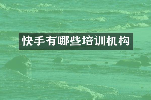 快手有哪些培训机构