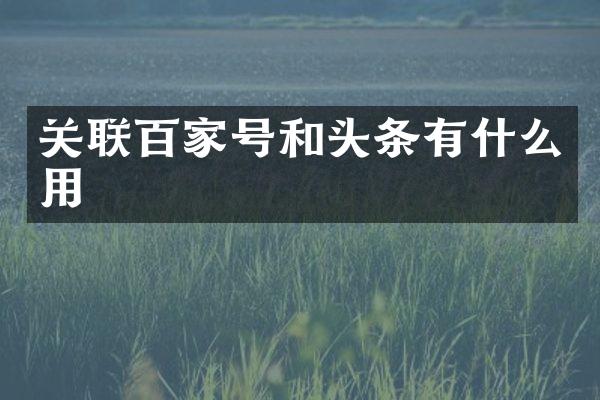 关联百家号和头条有什么用