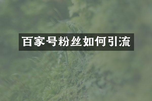 百家号粉丝如何引流
