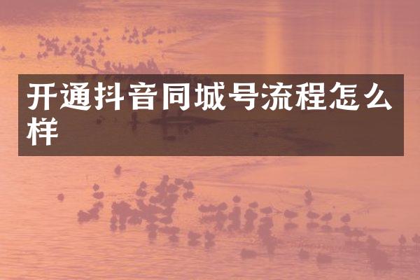 开通抖音同城号流程怎么样