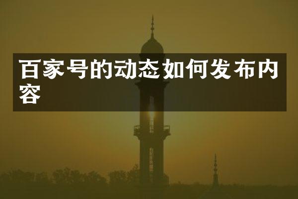 百家号的动态如何发布内容