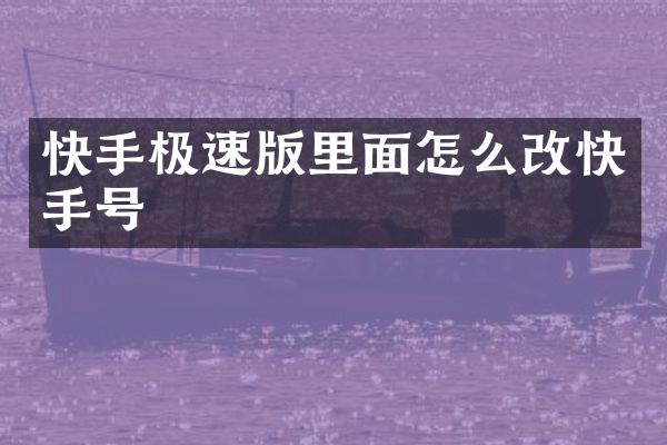 快手极速版里面怎么改快手号