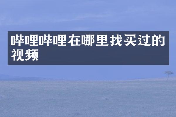 哔哩哔哩在哪里找买过的视频