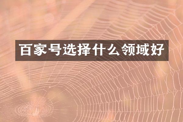 百家号选择什么领域好