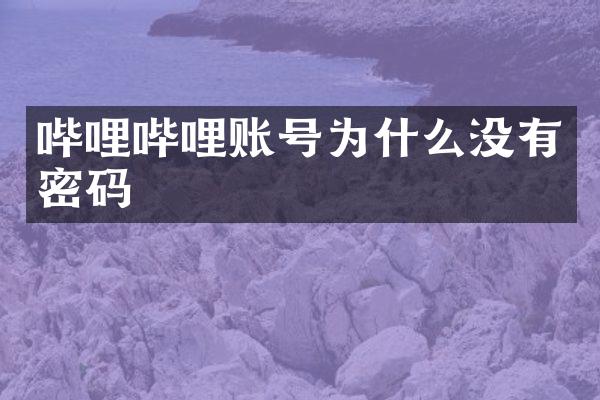 哔哩哔哩账号为什么没有密码