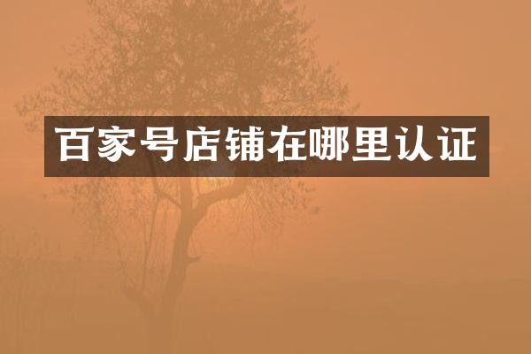 百家号店铺在哪里认证