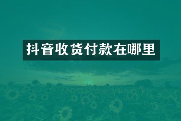 抖音收货付款在哪里