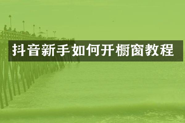 抖音新手如何开橱窗教程