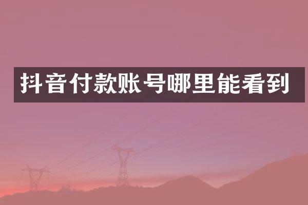 抖音付款账号哪里能看到