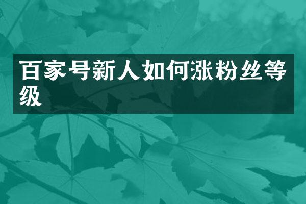 百家号新人如何涨粉丝等级