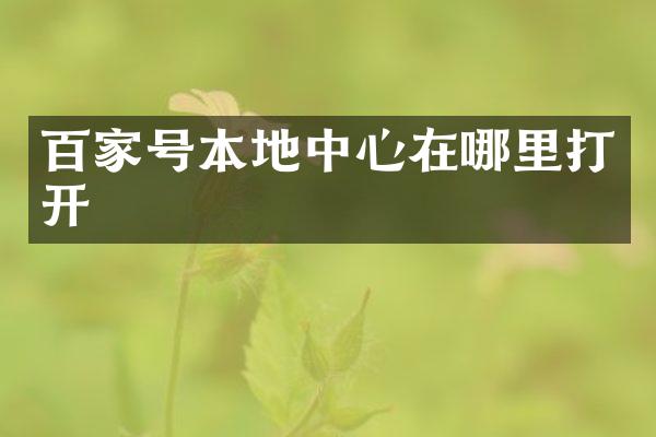 百家号本地中心在哪里打开