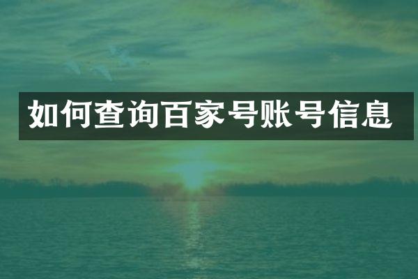 如何查询百家号账号信息