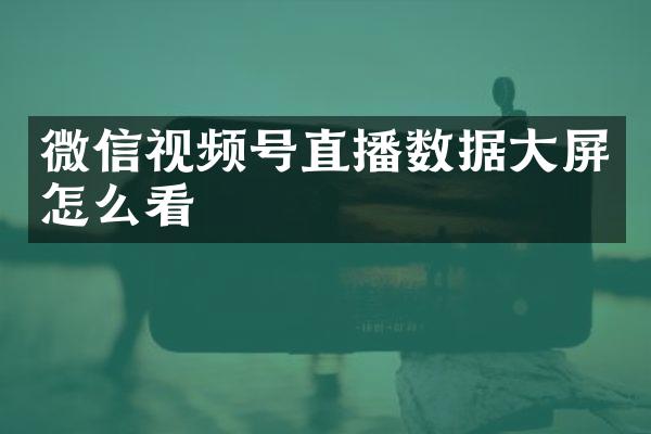 微信视频号直播数据大屏怎么看