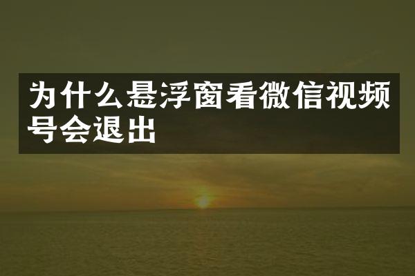 为什么悬浮窗看微信视频号会退出
