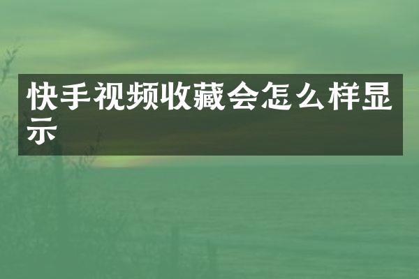 快手视频收藏会怎么样显示